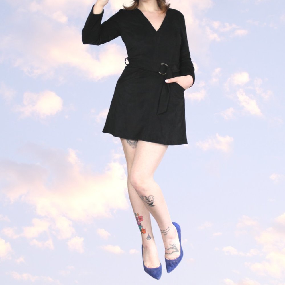 Black suede mini dress